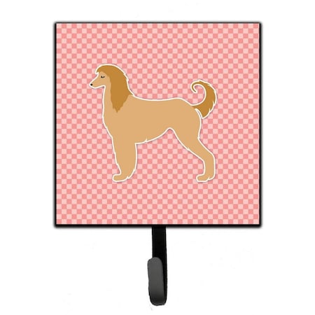 Carolines Treasures Afghan Hound Checkerboard Pink Leash or Key Holder BB3606SH4